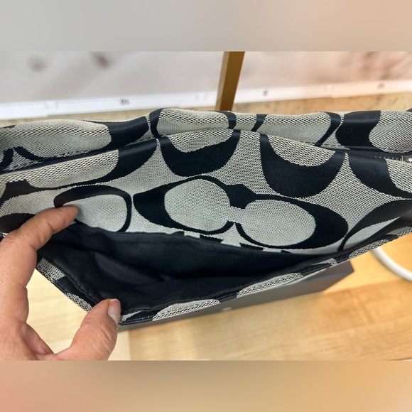 Coach Signature Jacquard North South Crossbody or Shoulder Bag Black Canvas - Picture 13 of 16